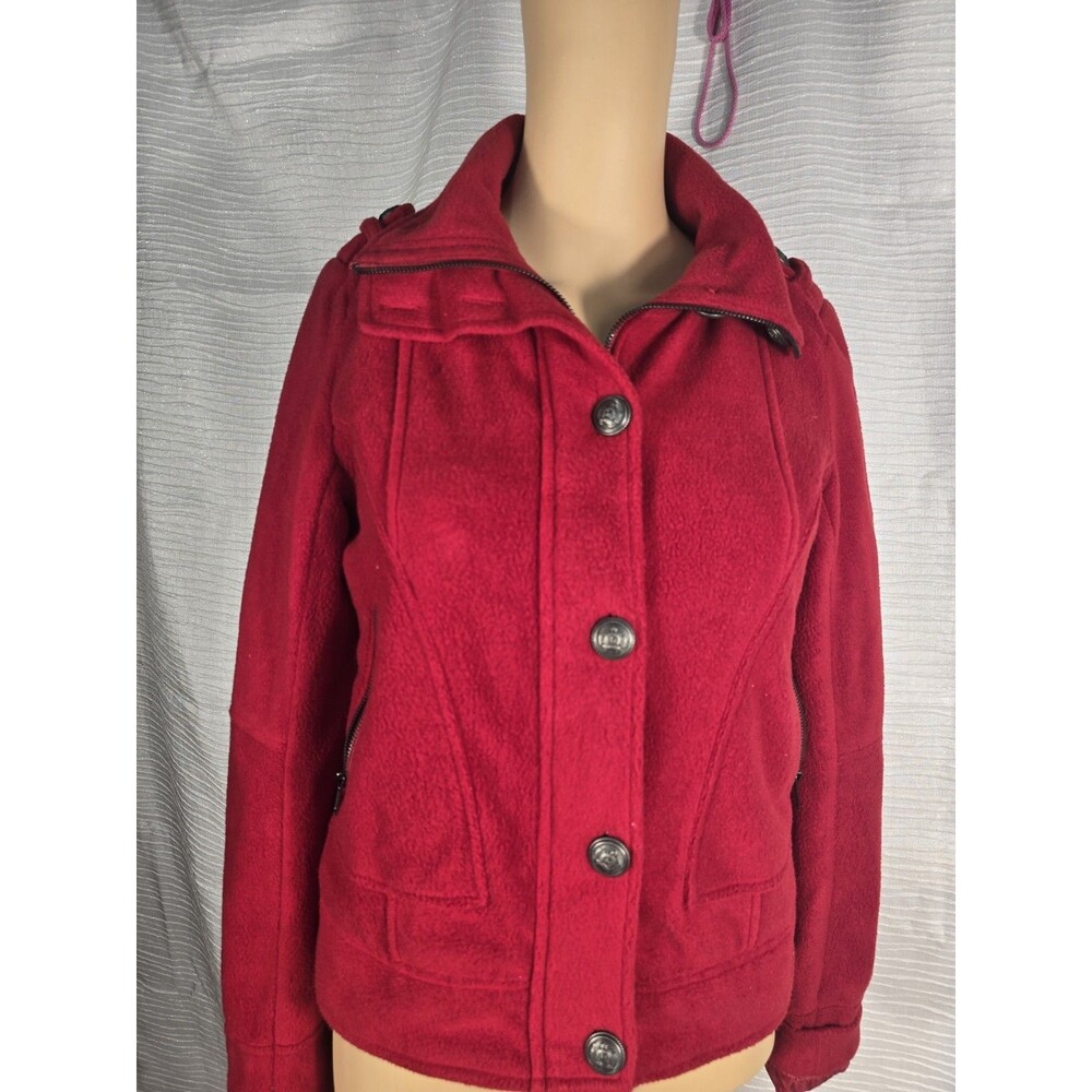 Women’s Red Fleece Moto-Style Jacket Size S (chico)